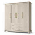 Kleiderschrank aus Holzwerkstoff in Beige und Goldfarben, 200 × 55 × 220 cm, mit 4 Türen und 2 Schubladen