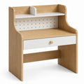 Schreibtisch aus Holzwerkstoff mit Schublade, Regal und Lochwand, 100 × 55 × 120 cm, Eichefarben/Weiß