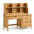 Schreibtisch in Naturbraun, 120 × 60 × 145 cm, mit Regalaufsatz, 6 offenen Fächern und 4 Schubladen