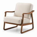 Polstersessel mit Armlehnen in Beige/Braun, 72 × 78 × 82 cm, Textilbezug und Holzgestell