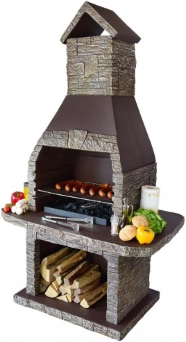 Mercurius Beton Grill NEPTUN Gartenkamin mit Edelstahlrost 61 x 40 cm Beton C35/45 120 x 202 x 75 cm