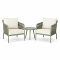 3-teiliges Set in Grün und Beige mit 2 Sesseln à 71 × 74 × 83 cm und rundem Tisch 50 × 48 cm
