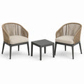 3-teiliges Gartenmöbel-Set mit 2 Sesseln 62 × 62 × 81 cm und Tisch 50 × 50 × 43 cm, Taupe/Beige/Anthrazit