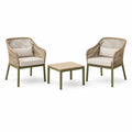 3-teiliges Gartenmöbel-Set mit 2 Gartensesseln 65 × 66 × 84 cm und Beistelltisch 60 × 60 × 42 cm – Taupe/Creme/Olivgrün