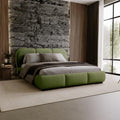 Chilly. Möbel Design Bett Savona, Polsterbett 160x200 mit Bettkasten, Lattenrost und Kopfteil, Eleganter Bouclé-Stoffbezug Olivgrün
