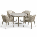 5-teiliges Gartenmöbel-Set Beige/Greige mit rundem Tisch Ø 120 × 75 cm und 4 Armlehnstühlen 65 × 63 × 82 cm