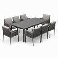 9-teiliges Gartenmöbel-Set mit Tisch 200 × 100 × 75 cm und 8 Armlehnstühlen 61 × 64 × 88 cm, Anthrazit/Grau