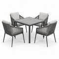 5-teiliges Gartenmöbel-Set Grau/Hellgrau, Tisch 90 × 90 × 74 cm und 4 Gartensessel 57 × 60 × 83 cm