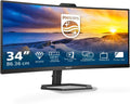 PHILIPS 34E1C5600AM 34 Zoll Curved, 100Hz, UW-QHD USB Hub Monitor, (3440x1440 HDMI 1x 2.0 DP 1x 1.2) Schwarz, VA Panel, 4ms GtG, Webcam, Lautsprecher