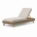 Verstellbare Gartenliege aus Holz mit Seilgeflecht, Beige/Naturbraun, 200 × 75 × 95 cm