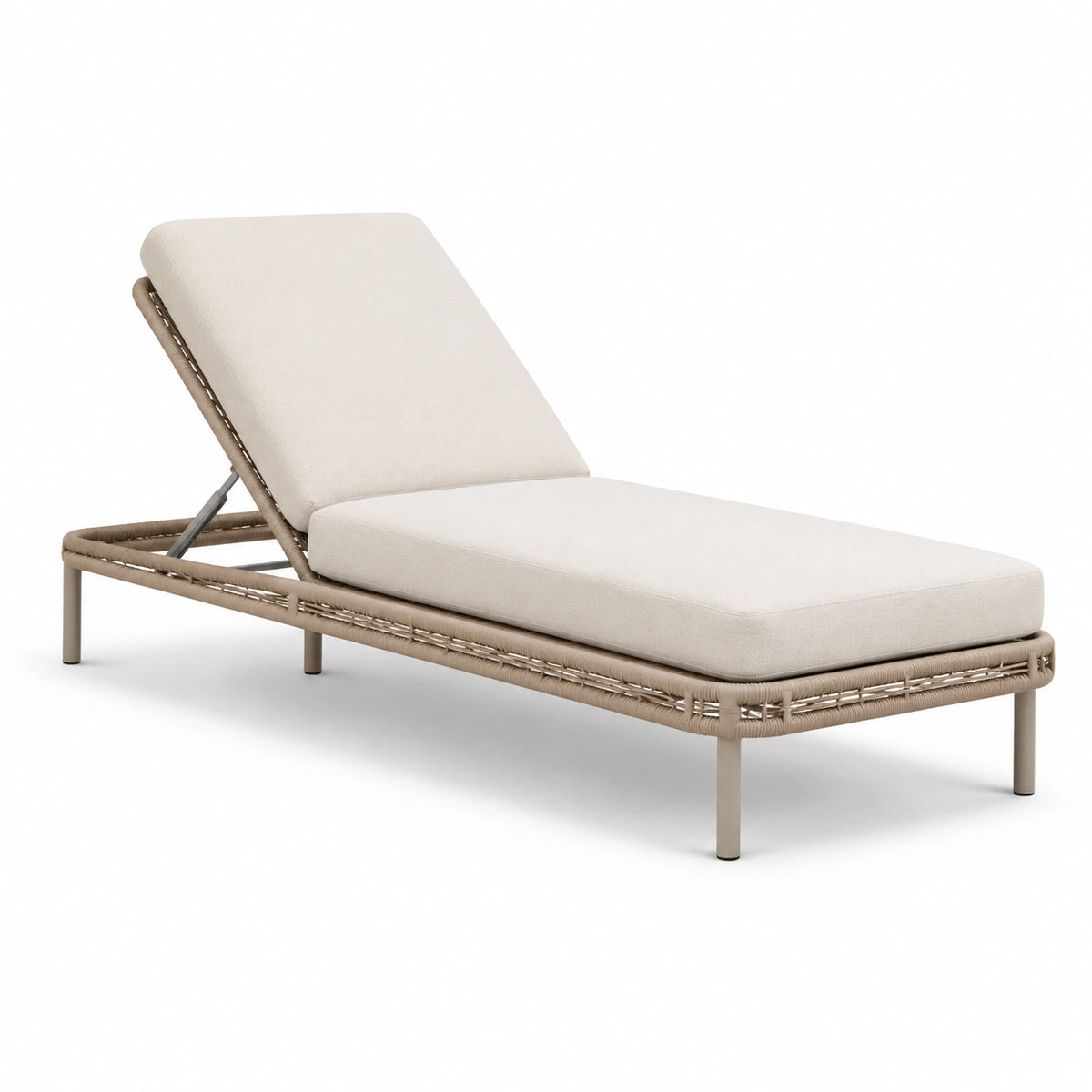 Gartenliege mit verstellbarer Rückenlehne und Polsterauflage, Beige/Creme, 200 × 75 × 95 cm
