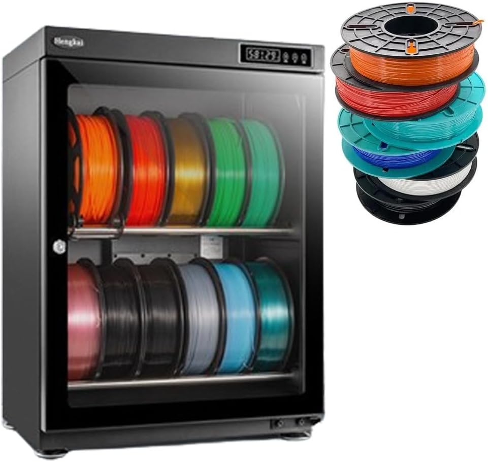 3D-Filament-Trockenschrank, Stahlkorpus 50kg, Aufbewahrungsschrank 70L, Digitalanzeige, Magnetdichtung, Molekularsieb 15-60%, Pla/Abs/Petg/Tpu/Nylon