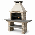 Gartengrill aus Betonwerkstoff und Stahl mit Kamin und Ablage, 160 × 60 × 230 cm, Beige/Grau/Schwarz