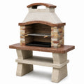 Gartengrill aus Beton in Beige/Braun, 110 × 65 × 180 cm, rustikale Steinoptik, mit Grillrost und Ablage