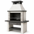 Gartenkamin mit Holzkohlegrill, höhenverstellbarem Grillrost, Schublade und Ablage, 110 × 65 × 210 cm, Weiß/Anthrazit/Silber