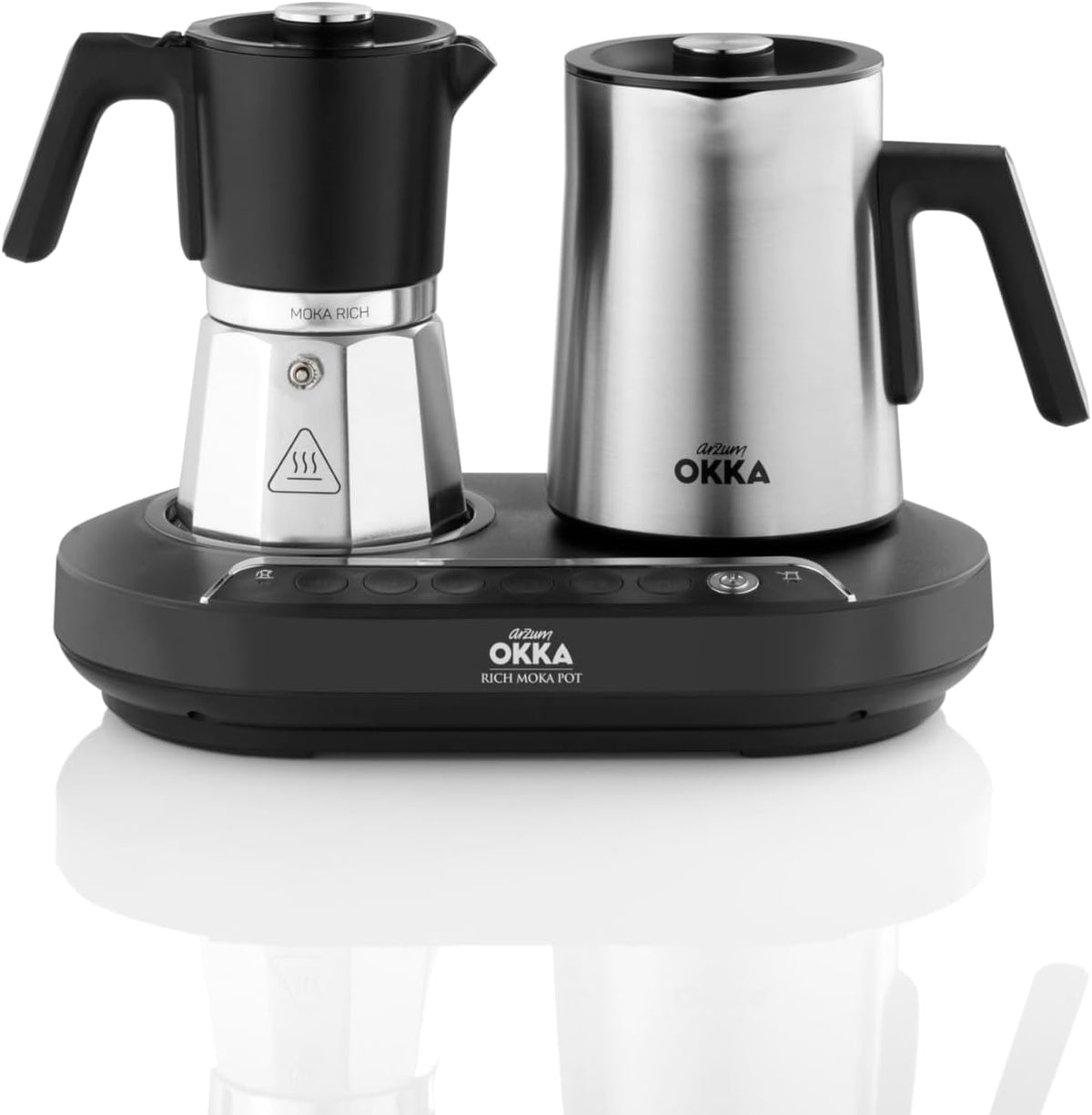 Arzum OKKA Rich Moka Pot Kombi-Kaffeemaschine, Espresso- Und Moka-Zubereiter Mit Integriertem Milchaufschäumer, Patentiertem Rührwerk