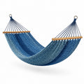 Hängematte mit Holzstäben, 200 × 100 × 1 cm, Blau/Hellblau, für Garten, Terrasse und geschützten Balkon