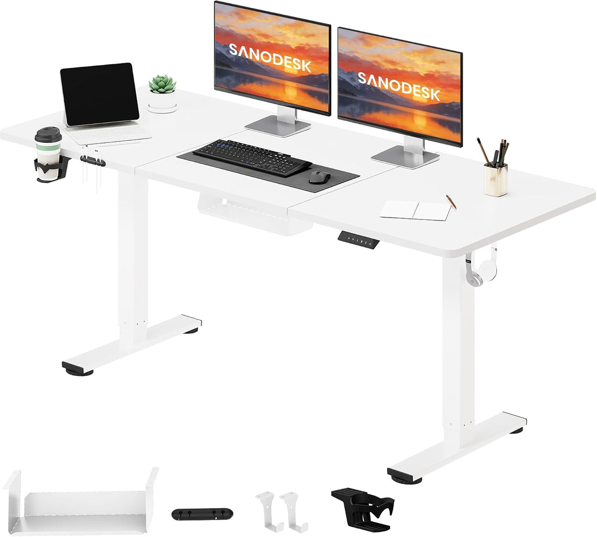 SANODESK Höhenverstellbarer Schreibtisch elektrisch 160x60 cm