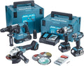 Set DHP489 + DTD173 + DHR243 + DGA504 + 3x BL1850 18V 5Ah + 1x DC18RC Makita DLX4195JX1