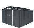 S300 Metall Gerätehaus XXXL 277x319x192cm Geräteschuppen Garten Schuppen Gartenhaus Satteldach Anthrazit Dunkelgrau