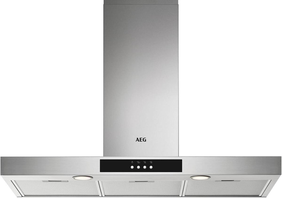 AEG DBB3951M / Abluft oder Umluft / 90cm / Edelstahl/max. 600 m³/h/min. 62, max. 73 dB(A) / C/Kurzhubtasten