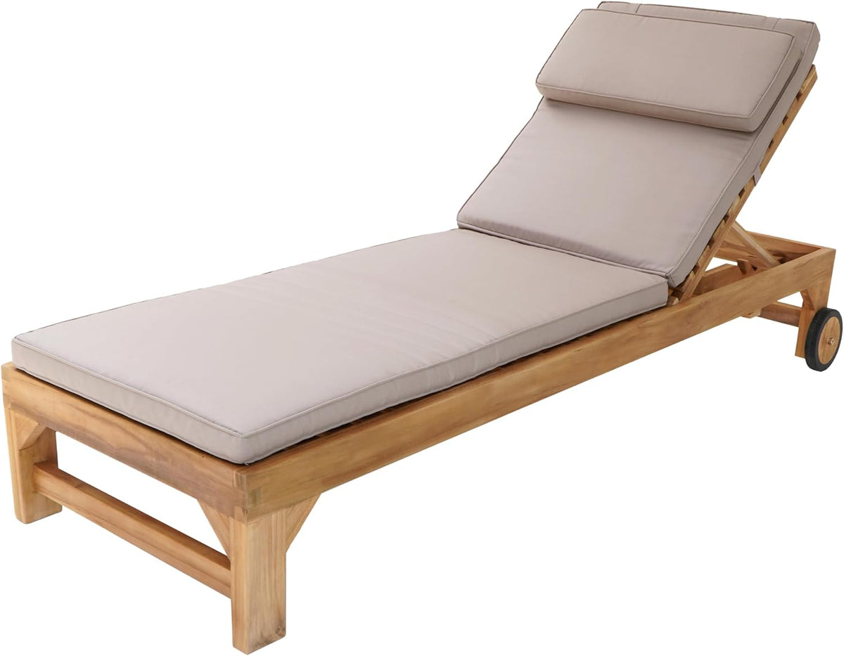 AXI Rama Gartenliege aus Teak Holz mit Kissen, Sonnenliege aus Teakholz mit Verstellbarer Rücklehne, Sonnenbett/Liege mit Rollen für Draußen/Garten