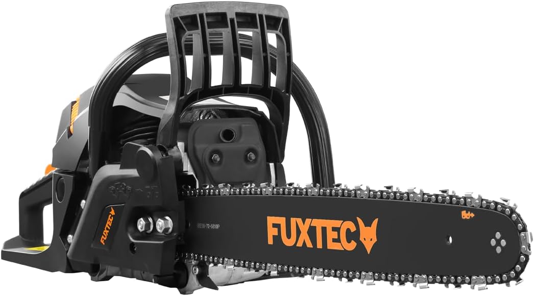 FUXTEC Benzin Kettensäge FX-KS255, Motorsäge 2,3kw 54ccm Hubraum & EASY-Start, Schwertlänge 52cm inkl. Schwertschutz & Tragetasche