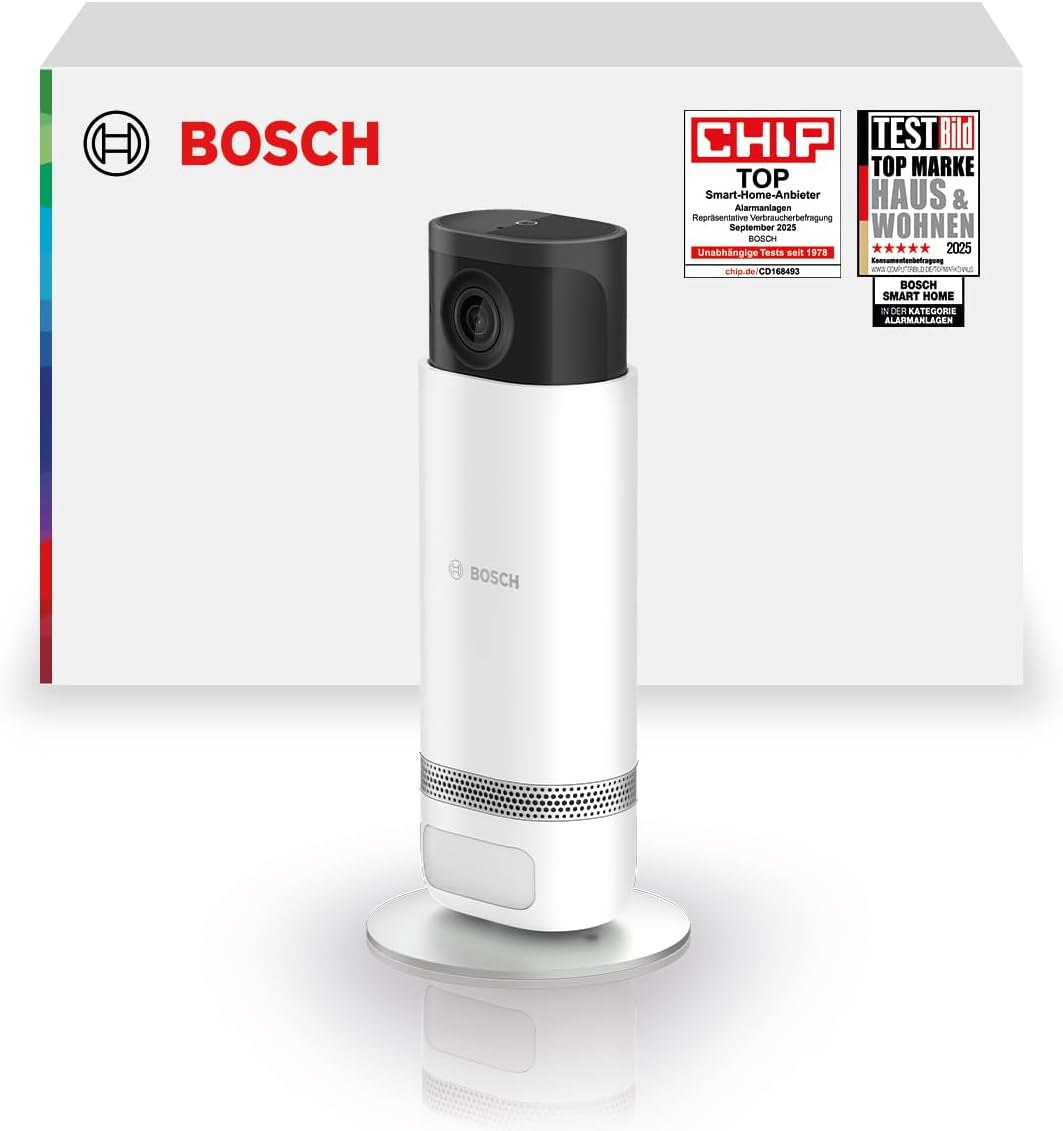 Bosch Smart Home Eyes Innenkamera II, WLAN Überwachungskamera für den Innenbereich mit intelligenter Personenerkennung