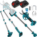 Akku Astschere teleskop 2 IN 1 Gartenschere mit teleskopstange 50mm mit 21V Akkus, Bürstenlosen Elektrisch Astsäge Ast Schere für Makita 18V