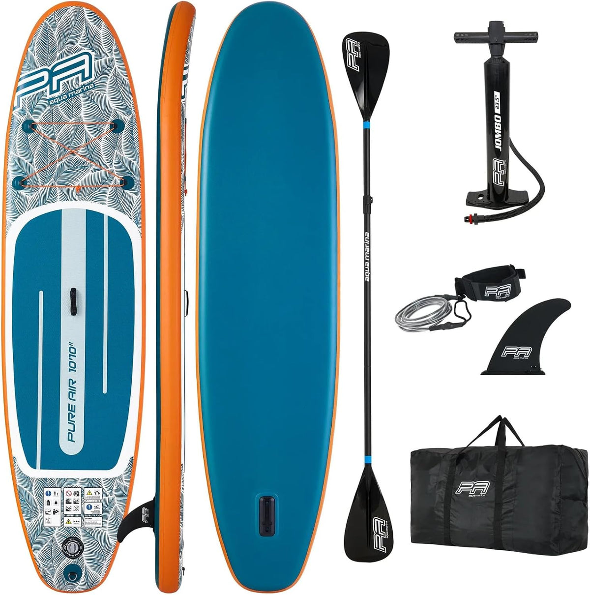 Aqua Marina Pure Air Coast SUP Board Aufblasbares Stand Up Paddle Set (366x84x15cm)