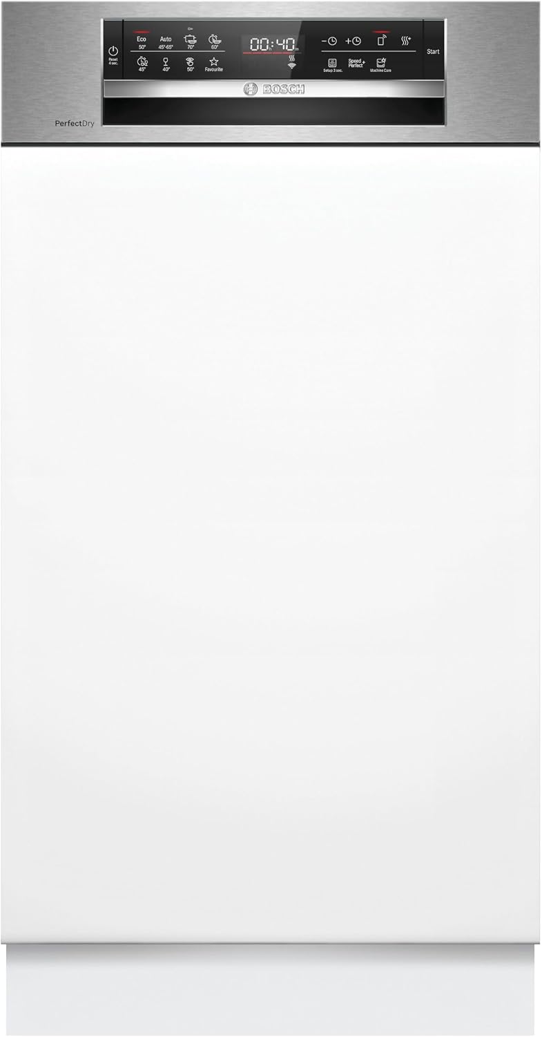 Bosch SPI6ZMS29E, Teilintegrierter Geschirrspüler 45 cm, DuoPower für gründliche Reinigung, Serie 6, PerfectDry, Smart Start, AquaStop, Edelstahl