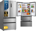 HCFD-M516INVXE++ French‑Door Kühlschrank, 516L Gesamtvolumen, Full No‑Frost, Inverter‑Kompressor, LED‑Touch‑Display, Silber, EnergieklasseE