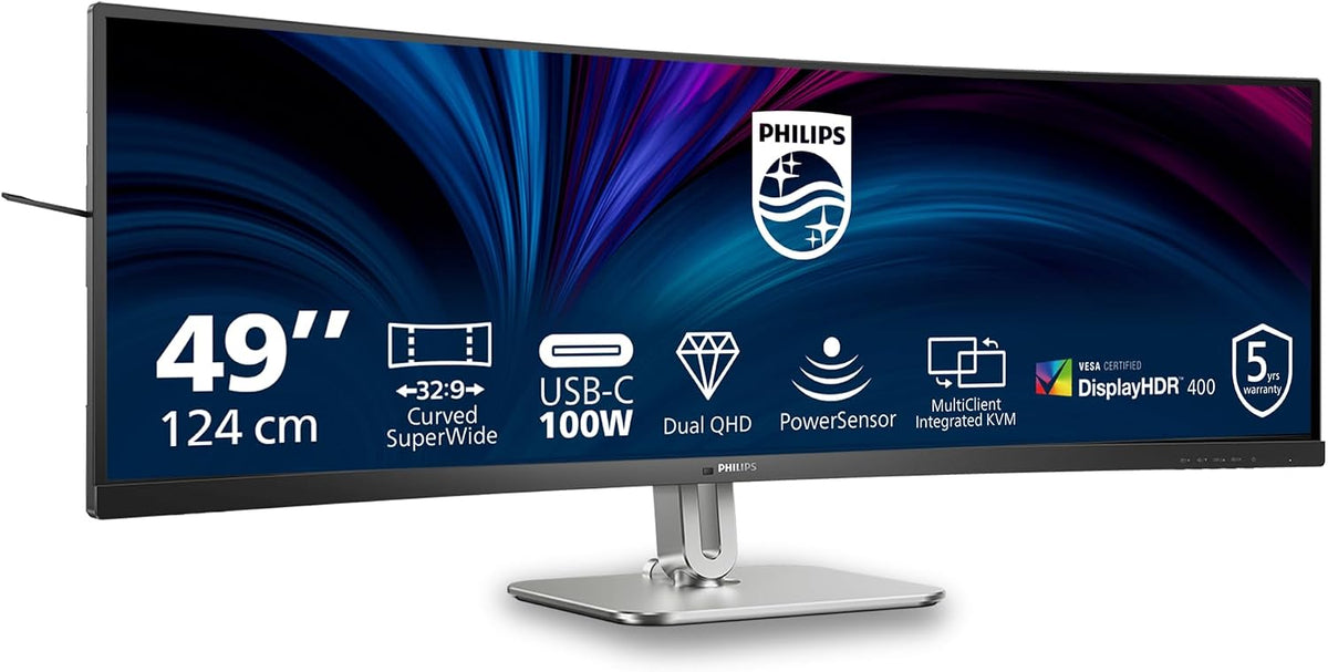 Philips 49B2U5900C - 49 Zoll DQHD Curved Monitor, RJ45, höhenverstellbar, Lautsprecher, HDR400