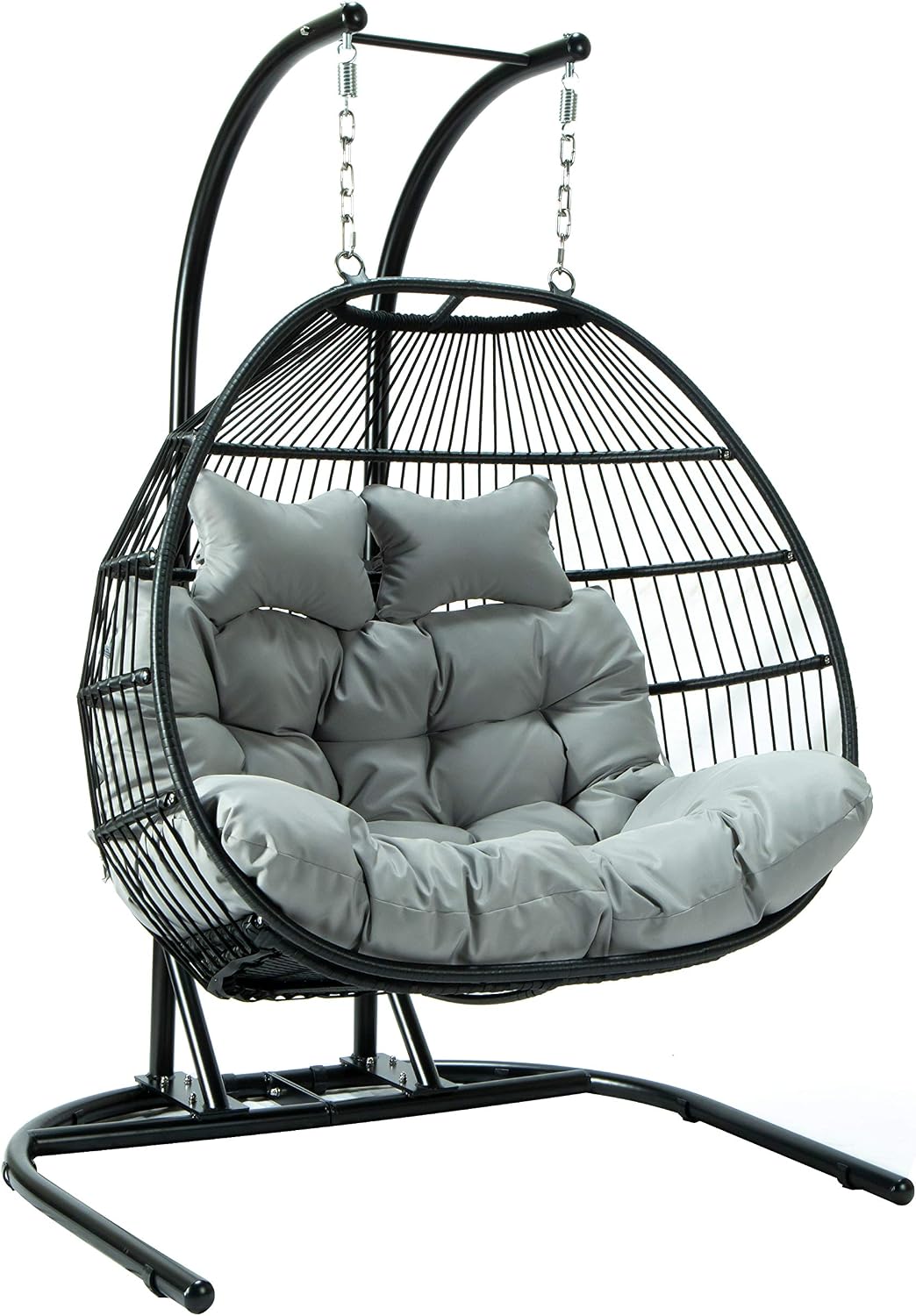 Endorphin Hängesessel mit Gestell Twin, Sessel für Garten + Balkon + Terrasse + Wintergarten, Für 2 Person, Hängestuhl mit Gestell + Polster