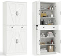 COSTWAY Küchenschrank hoch, 183 cm, Vorratsschrank mit 4 Türen, für Küche Esszimmer Wohnzimmer, Schublade & 3 verstellbaren Regalen, Weiß