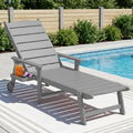 Outdoor-Liegestuhl mit Rollen, für Pool, 5-Fach verstellbare Rückenlehne (Flache Liegeposition), 2 m Lange Sonnenliege, ausklappbares Seitentablett
