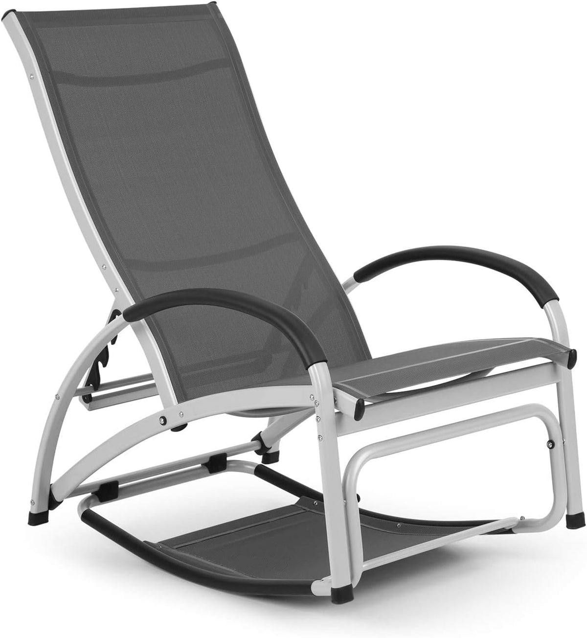 blumfeldt Beverlywood Sonnenliege Schaukelstuhl (Gestell aus Aluminium, 4-Fach verstellbare Rückenlehne, DualComfort, Edelstahlschrauben) grau