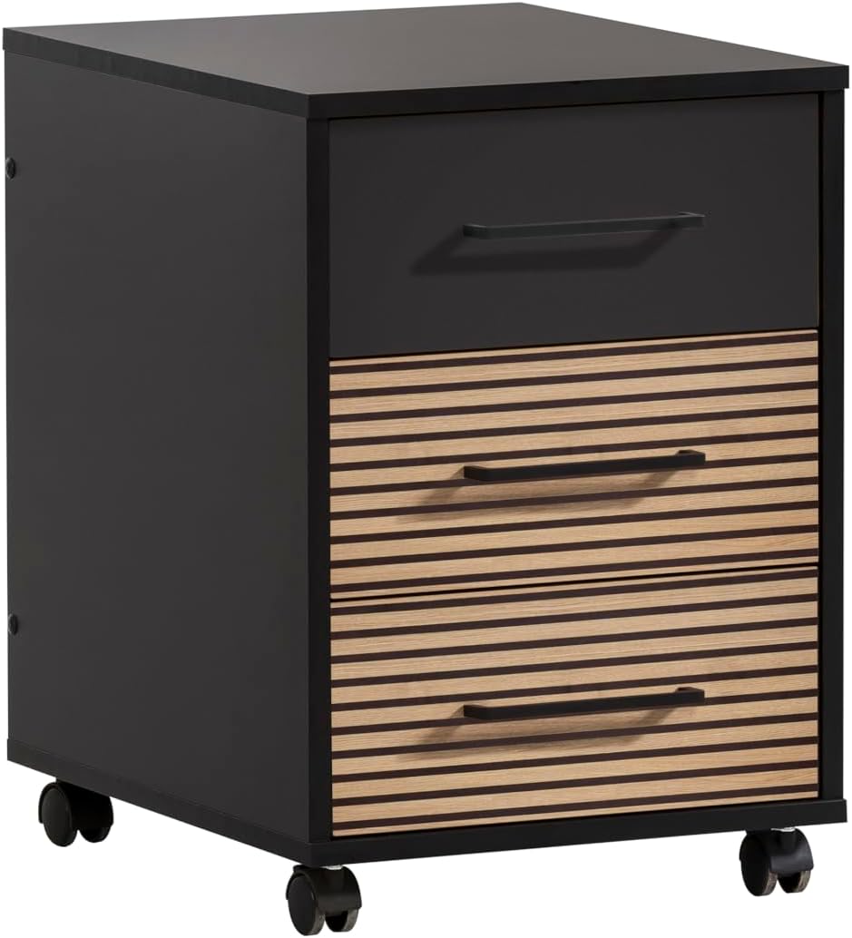 Schildmeyer Rollcontainer Hank 158264, 40 x 50 x 57 cm, Schwarzmatt/Akustikpaneel Optik