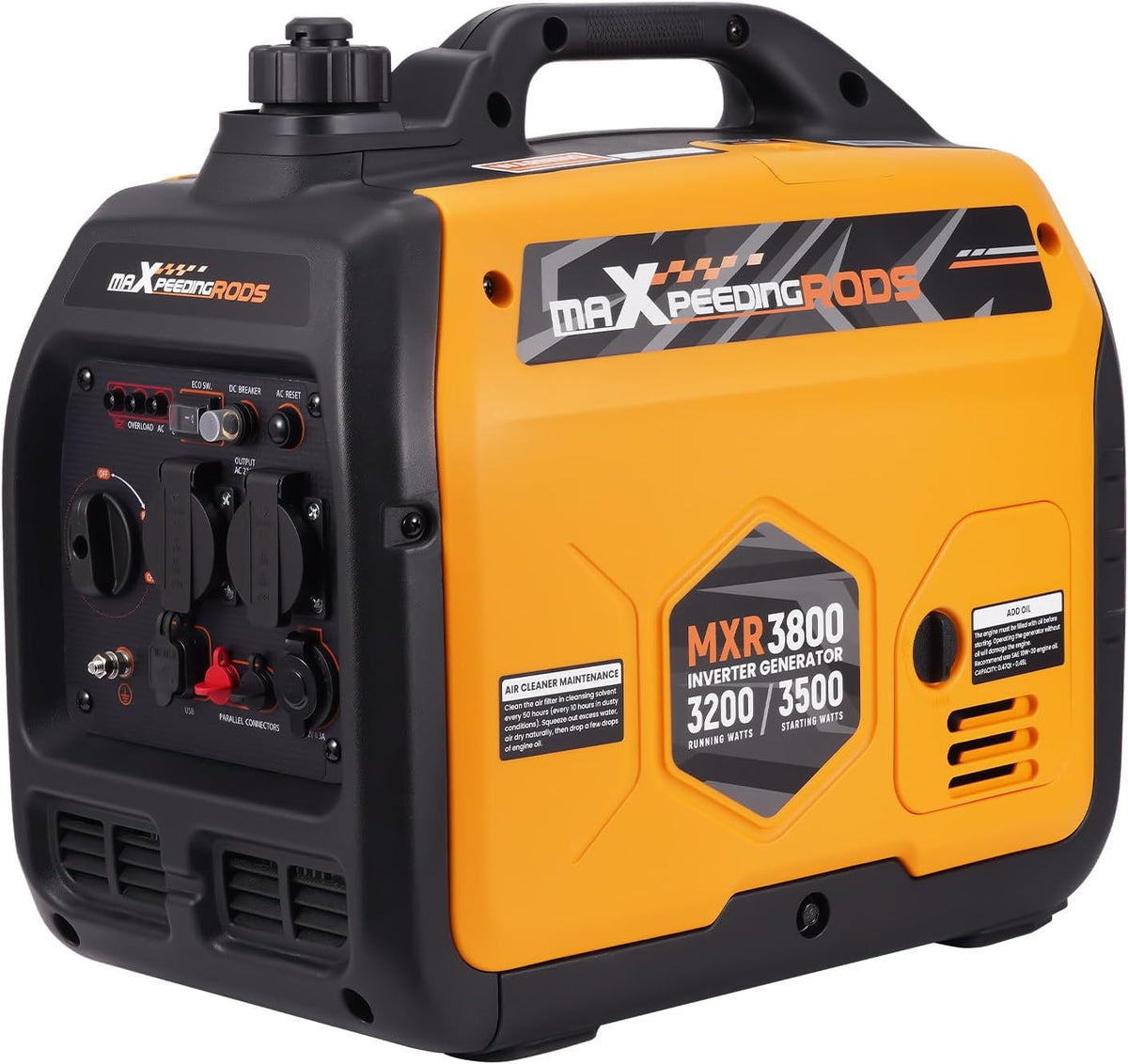 maXpeedingrods 3500W Inverter Stromerzeuger, ECO-Modus mit 2x 230V / 2x USB / 1x 12V DC Steckdosen für RV Camping Festivals, Reise