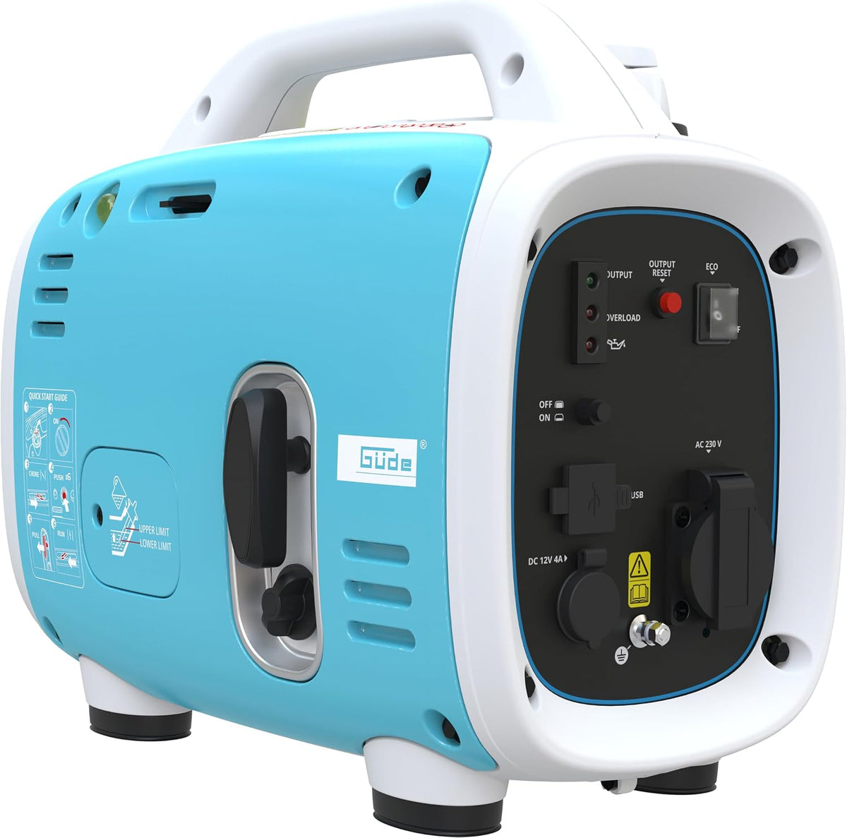 Güde Inverter Stromerzeuger ISG 800-1 (4-Takt Motor, 1x 230V, 1x 12 V, max. 800 W, Tank 2,1 l, Gewicht 10,1 kg), Benzin, 0,9/1,2 (kW/PS), 2x USB