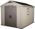 Keter Gerätehaus Factor 8x11, Außenmaße (B/T/H): 256.5 x 332 x 243 cm, Beige, 15.5m³ Rauminhalt, wetterfest, wasserdicht, UV-beständig, Outdoor