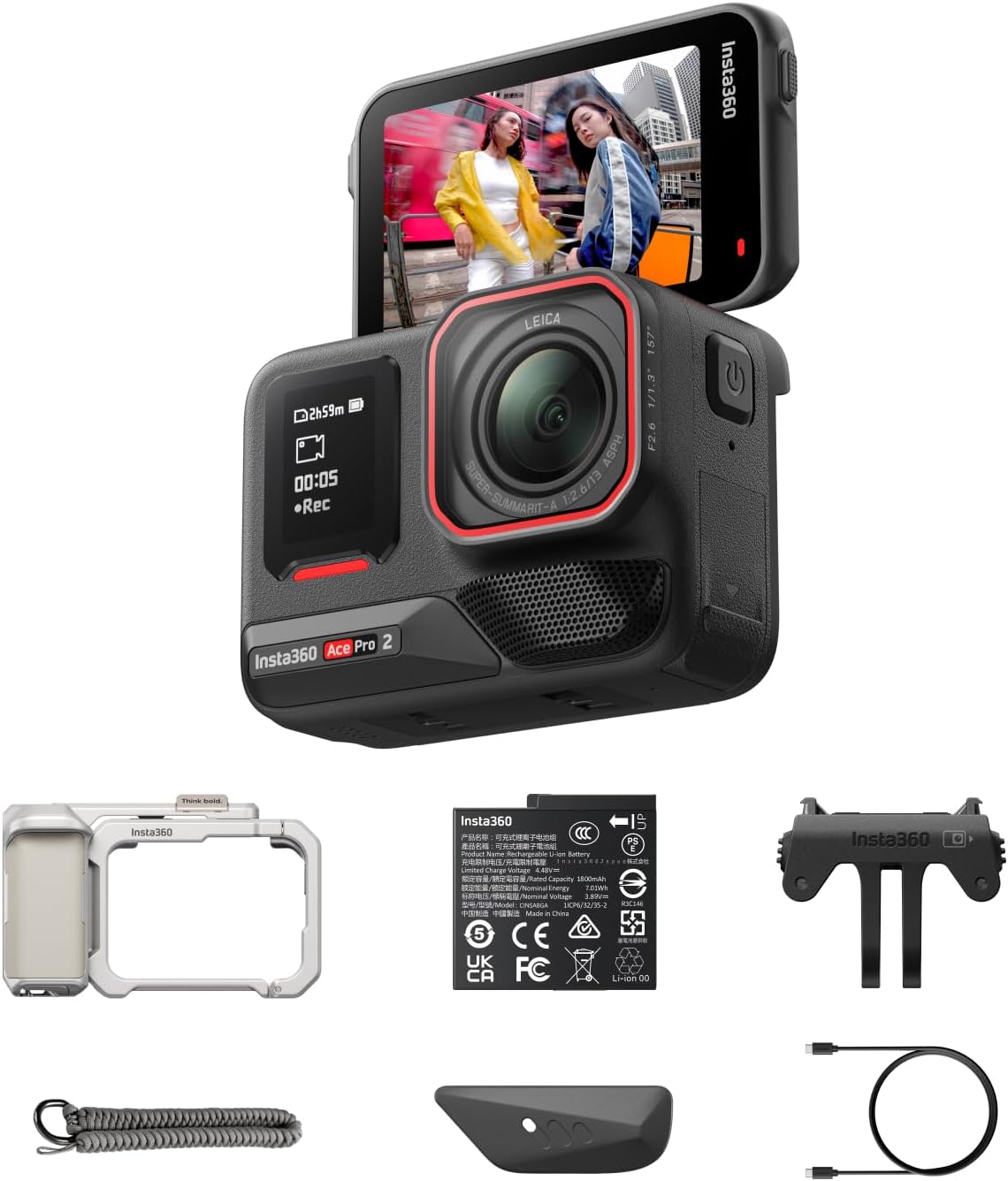 Insta360 Ace Pro 2 Xplorer-Bundle Silber, 8K Action-Cam mit Leica Objektiv