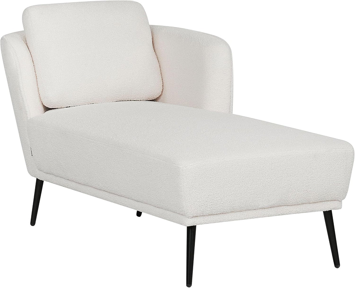 Beliani Chaiselongue Bouclé Creme weiß Links mit Armlehne Kissen Metallgestell Artheze