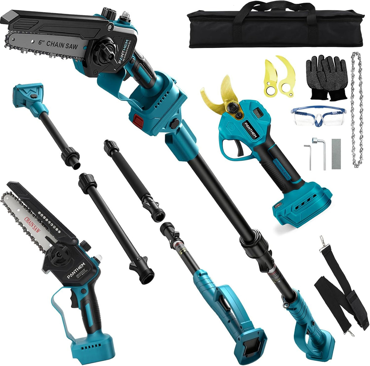 Akku Hochentaster Ast Kettensäge Teleskop 4 IN 1 kompatibel mit Makita 18V