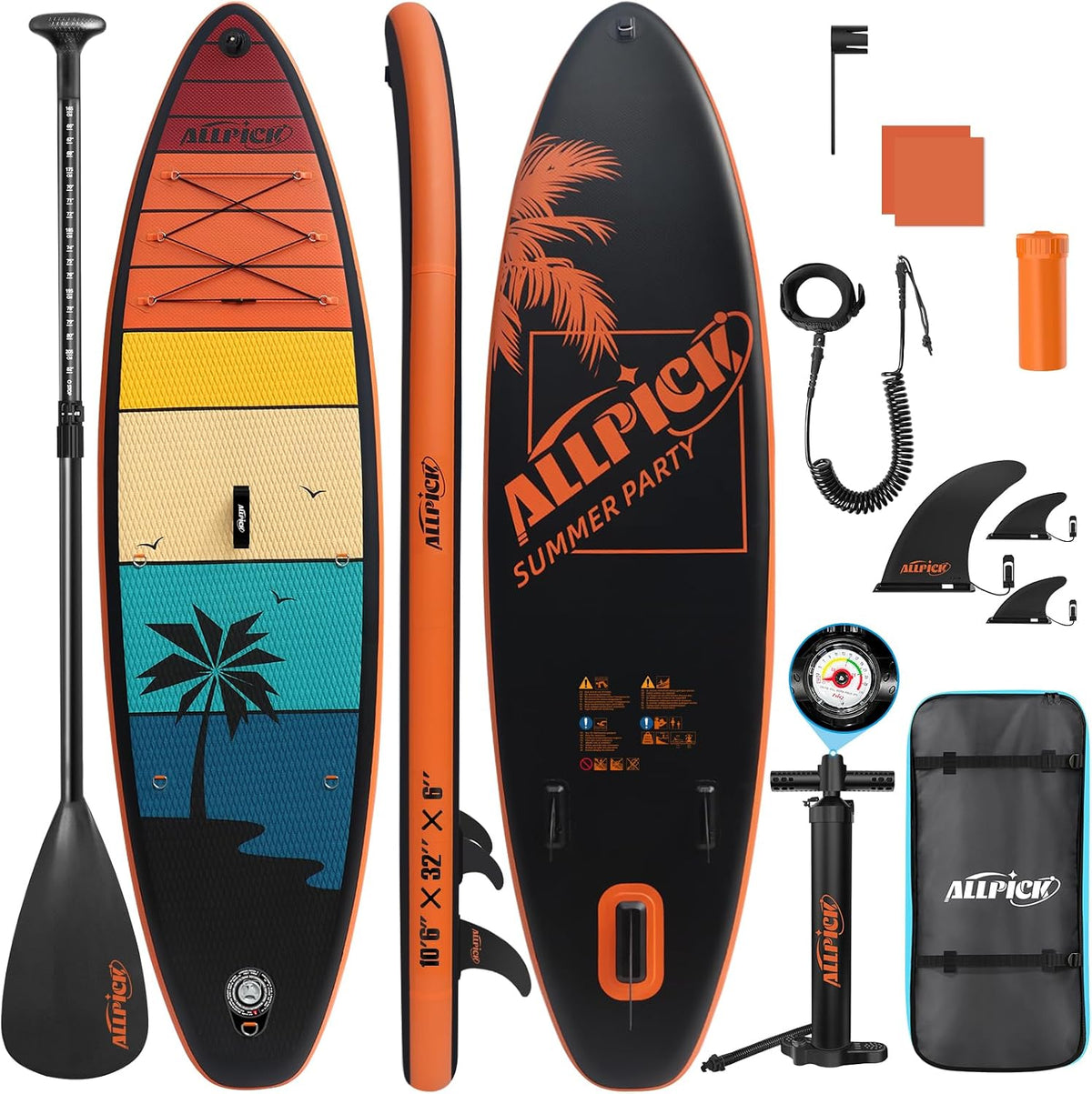 ALLPICK Stand Up Paddling Board Aufblasbar, 200kg, SUP Board Set