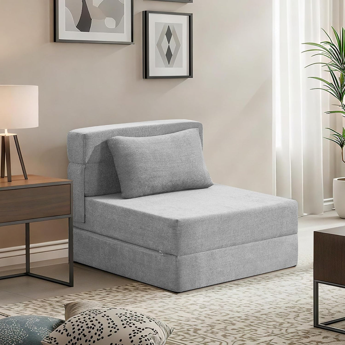 70 x 190 cm Schlafsofa, Bettcouch für Wohnzimmer Schlafzimmer mit Memory Schaum & Kissen, Faltbare Schlafcouch und Schlaffunktion