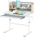 JOYLDIAS Höhenverstellbarer Kinderschreibtisch, 100 x 60cm Tischplatte, Studiertisch für Kinder mit Bücherregal, Neigbarer Schreibtisch