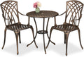 Relaxdays Gartenmöbel Set 3-teilig, Tisch, 2 Stühle, Aluguss, Balkonmöbel Antikdesign, Garten Sitzgruppe, schwarz/Bronze
