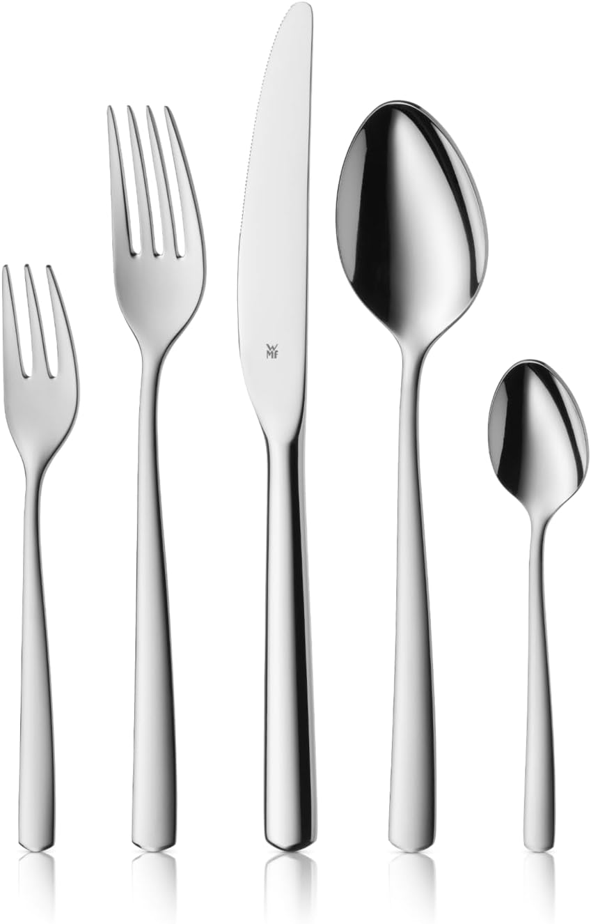 WMF Boston Besteckset 60-teilig für 12 Personen, Monobloc-Messer mit langlebiger Schärfe, elegantes Essbesteck für Alltag und Gäste, spülmaschinenfest
