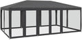 Partyzelt 6x4 m Anthrazit HDPE Pavillon mit 10 Mesh-Seitenteilen 600x400x280 cm wasserabweisend & UV-Robustes Gartenpavillon für Garten Balkon